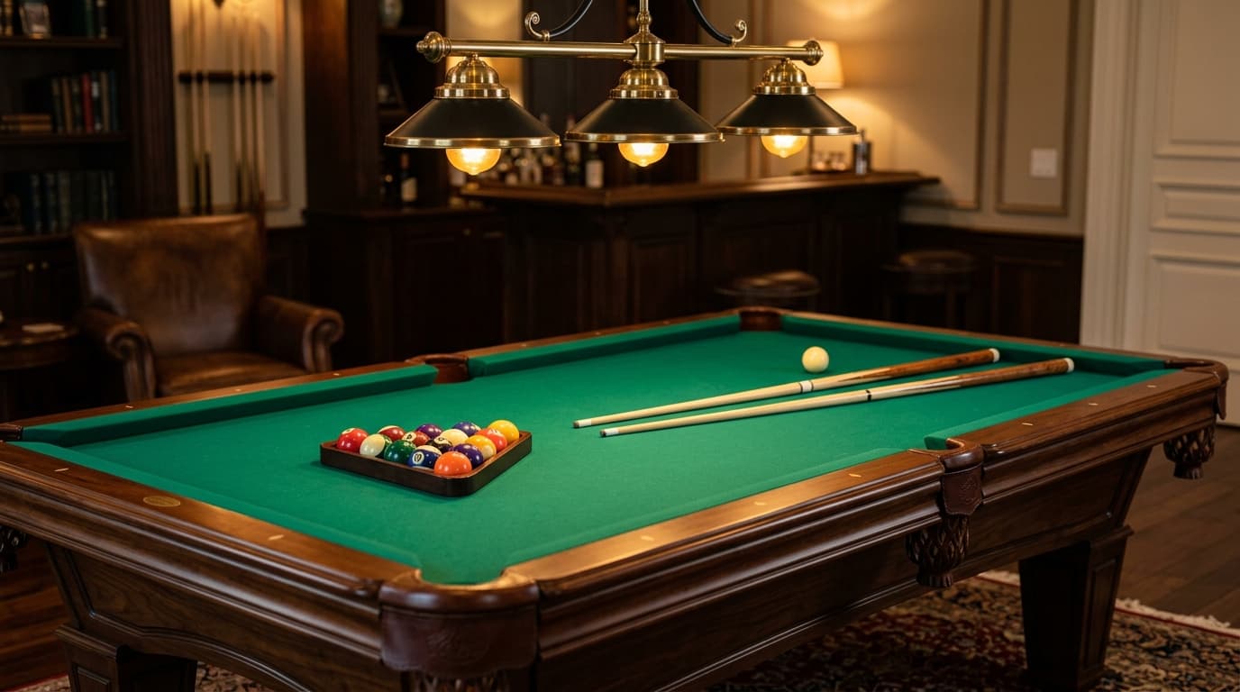 Championship billiard pool table with cues and balls